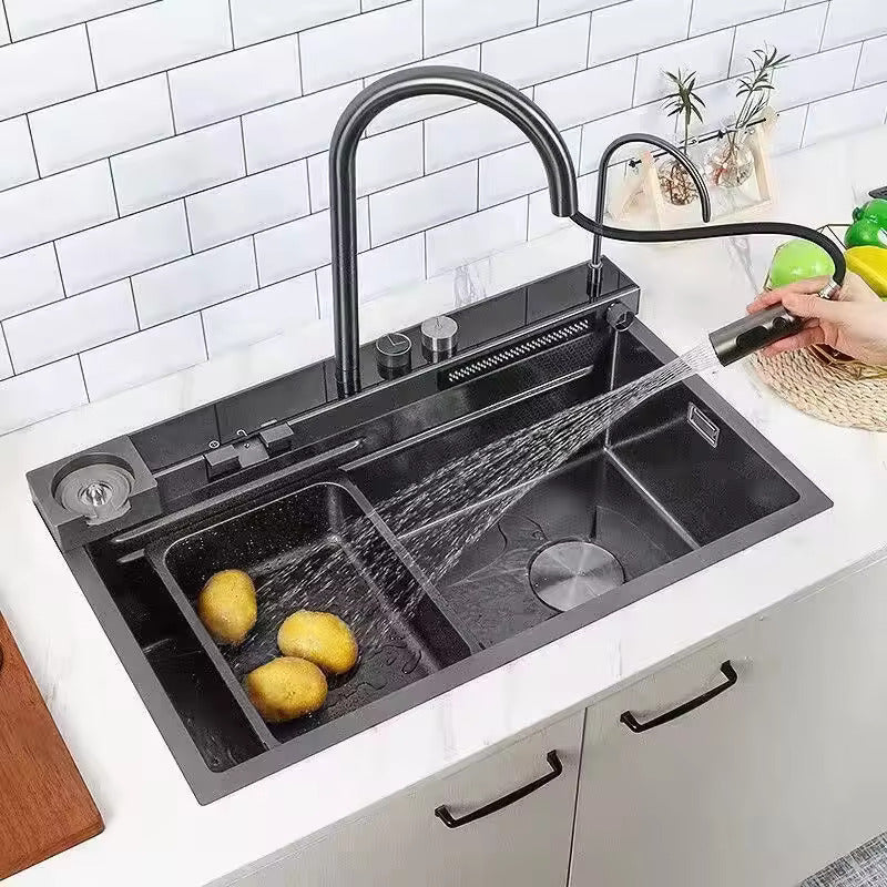 Fregador de Acero Inoxidable 304 1 Tina Negro Mate 4 Funciones en 1 LS-7546B3 - Image 3