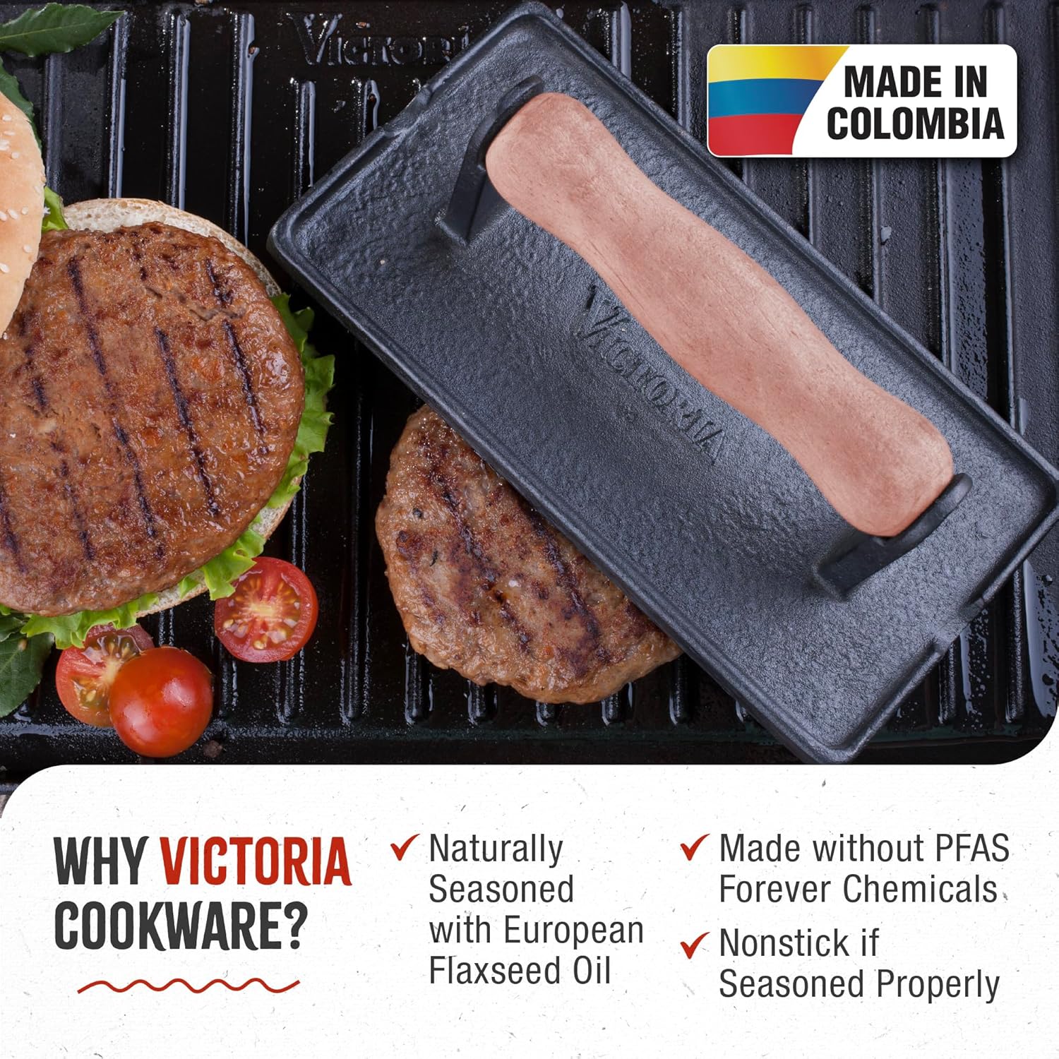 Prensa de Hamburguesa de Hierro Fundido Victoria 620 - Image 3