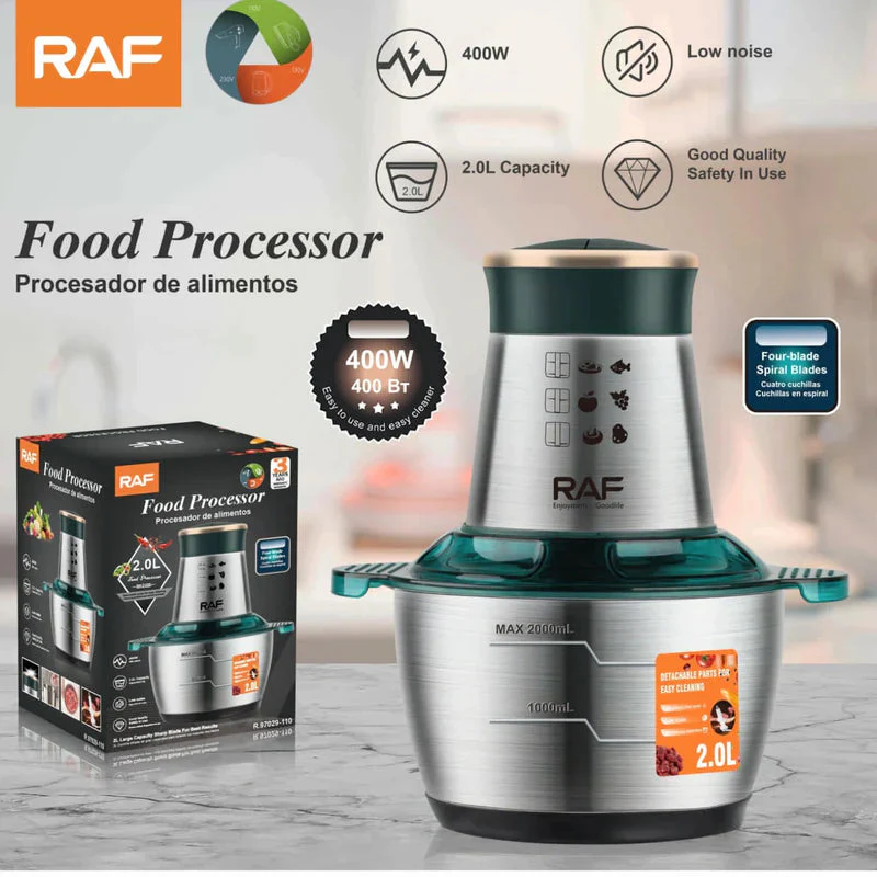 Procesador De Alimentos 400W 2L Con Cuchillas En Espiral, Bajo Ruido. 110V/60 Hz. Mezclador De Alimentos R.97029-110