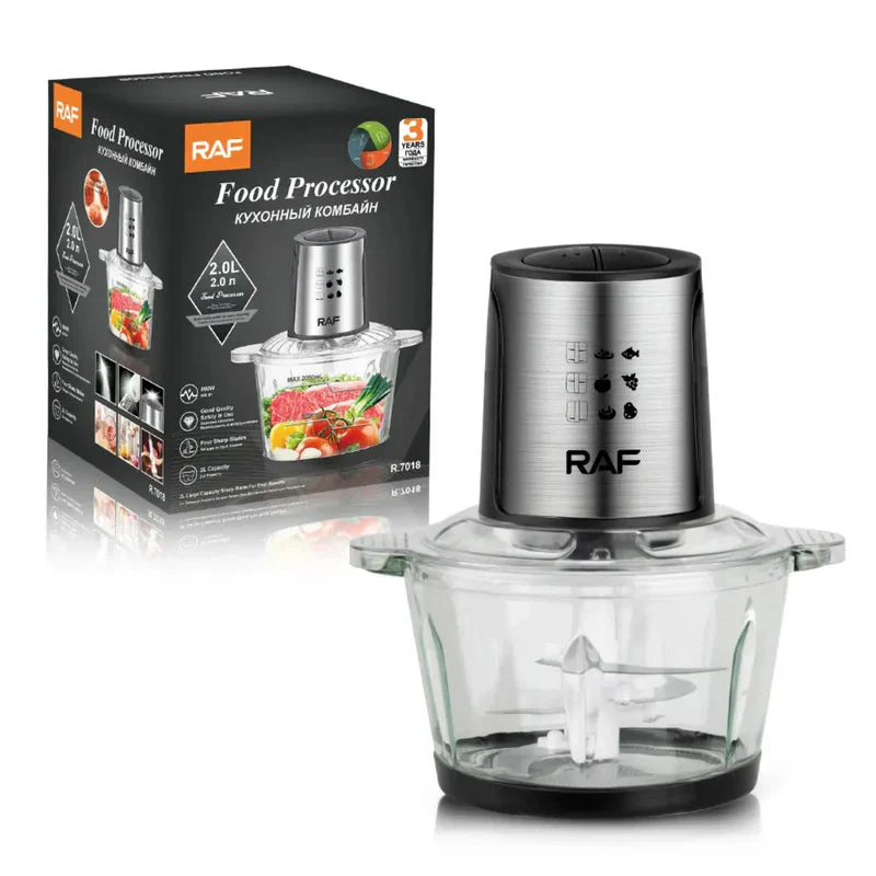 Procesador De Alimentos 800W Bowl Vidrio 2L Con 4 Cuchillas Espirales. 110V/60 Hz. Mezclador De Alimentos R.7018-110 - Image 3