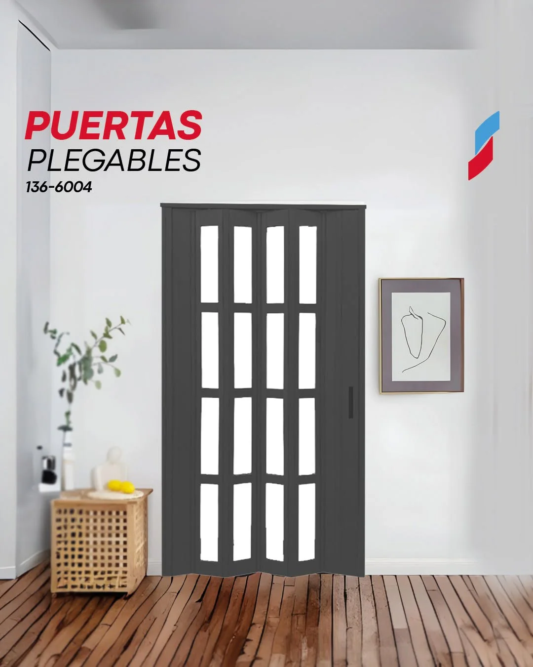 Puerta Plegable De Pvc/Acrilico 91.4*203cm 1.2cm Gris 136-5004 - Image 2
