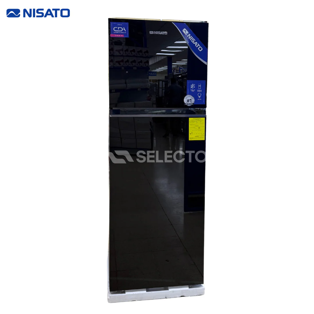Refrigeradora de Vidrio Negro No Frost 12.4P3/345L Nisato NRF-377GSNNLM - Image 2