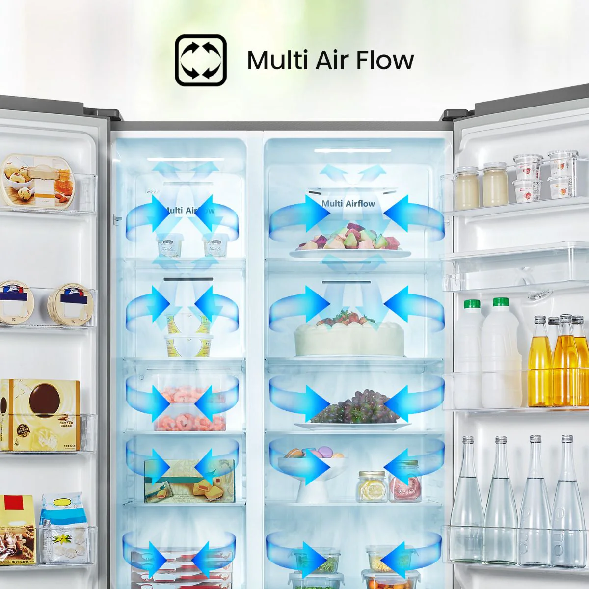 Refrigeradora Hisense Side By Side 18P3 | Dispensador de Agua | Multi Air Flow | No Frost | Inverter | RS19N6ASI - Image 6