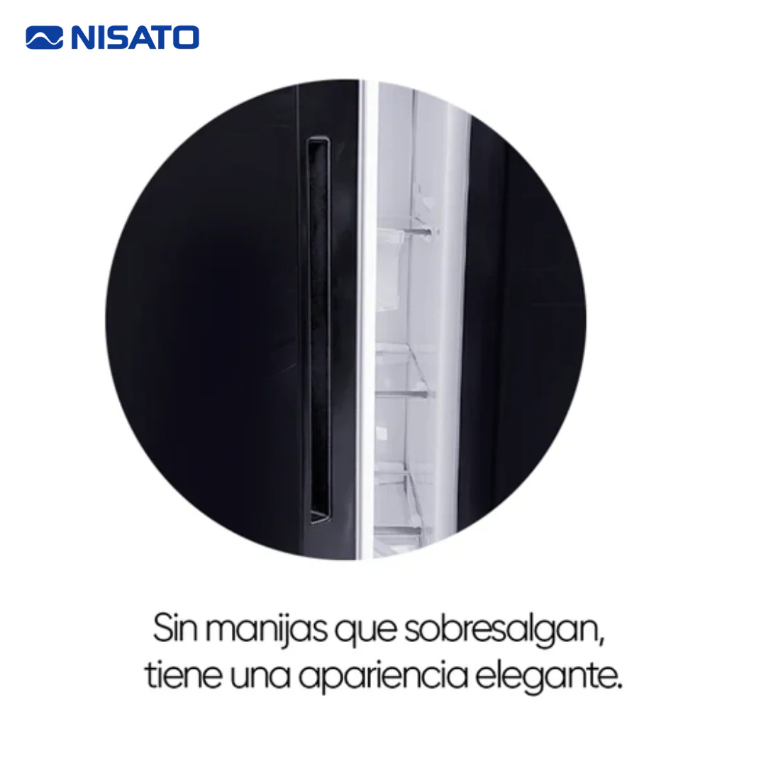 Refrigeradora Side By Side Vidrio Negro No Frost 17P3 Inverter Nisato NRF-715GSMH - Image 3