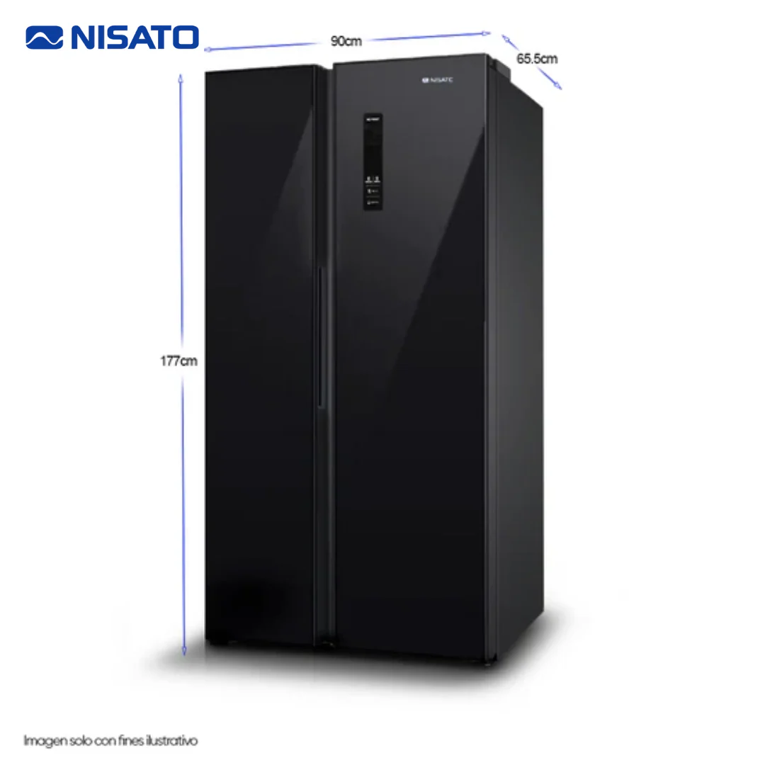 Refrigeradora Side By Side Vidrio Negro No Frost 17P3 Inverter Nisato NRF-715GSMH - Image 4