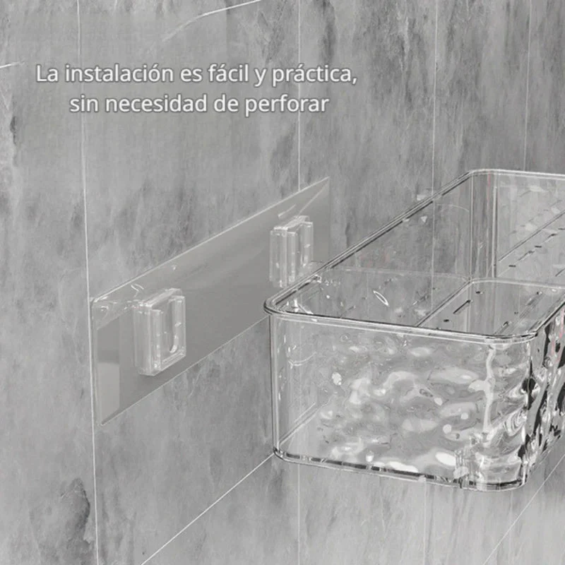 Repisa De Baño Pared. Estante Flotante Transparente Con Ventosas (Unidad). Organizador De Ducha. 30.5X11.5X9.5Cm. TU220 - Image 4