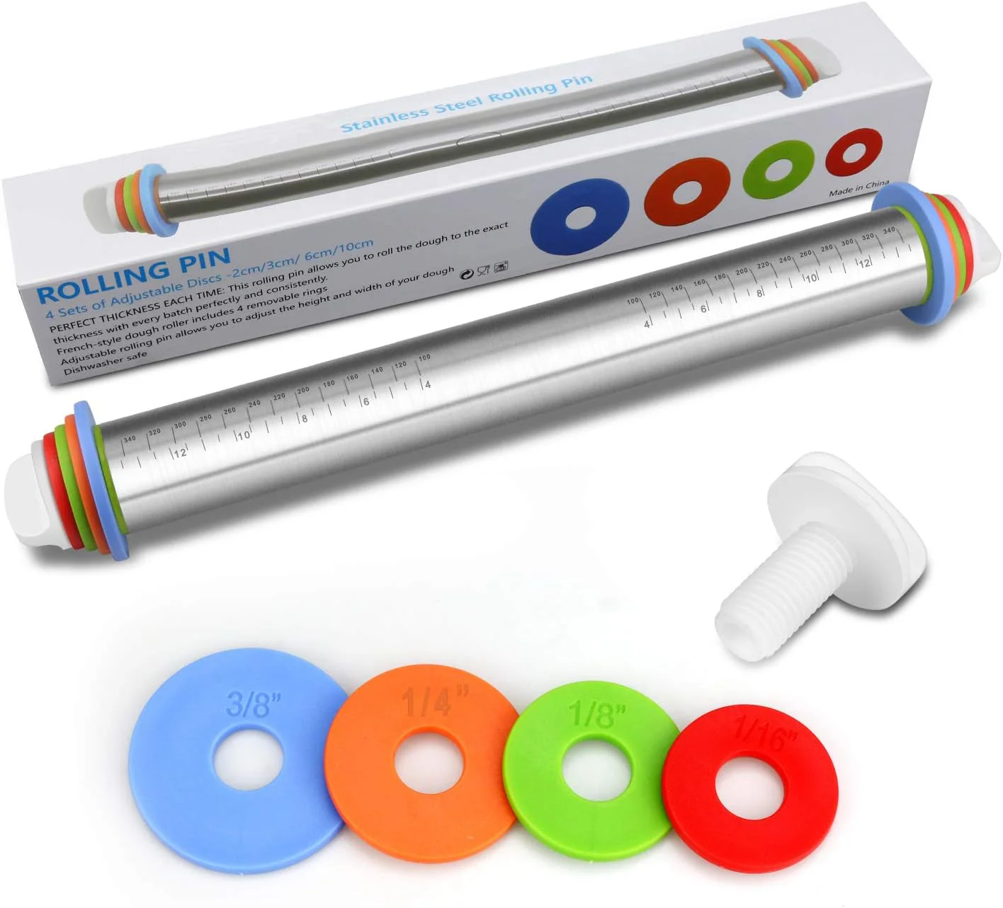 Rodillo de Acero Inoxidable Antiadherente con 4 Anillos de Disco Ajustable Excalibur EX-M16-KT2203 - Image 2