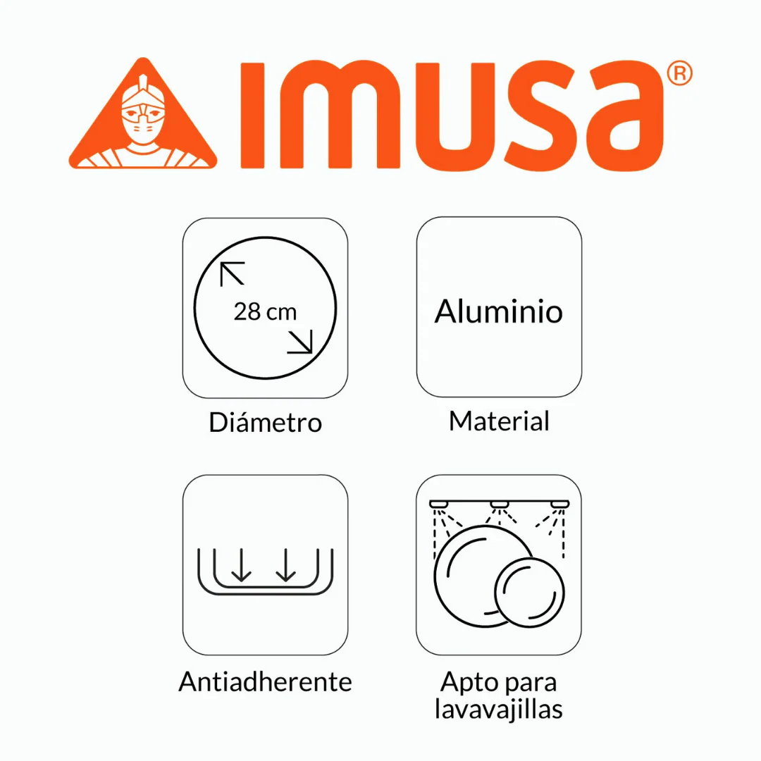 Sartén de Aluminio Fundido con Tapa de Vidrio 28cm Gusto Imusa 8119300 - Image 3
