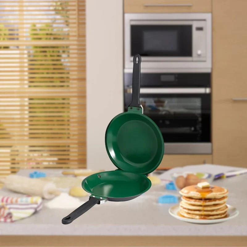 Sartén Doble Antiadherente Cerámico Para Pancakes, Tortillas Y Crepes. Libre De Teflón No Tóxico. Color Verde. 18 Cm TU147 - Image 2