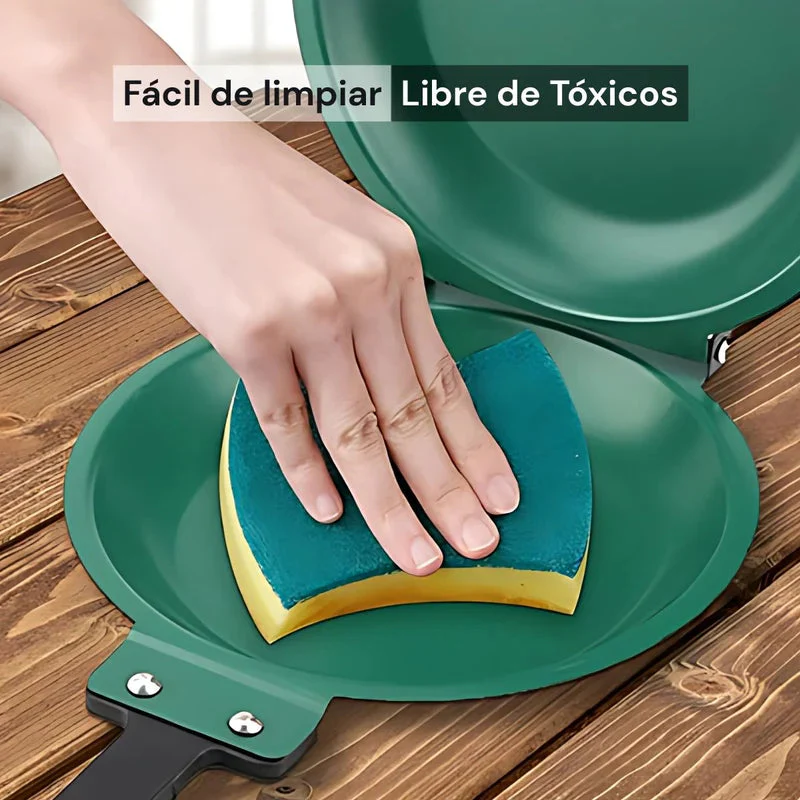 Sartén Doble Antiadherente Cerámico Para Pancakes, Tortillas Y Crepes. Libre De Teflón No Tóxico. Color Verde. 18 Cm TU147 - Image 3