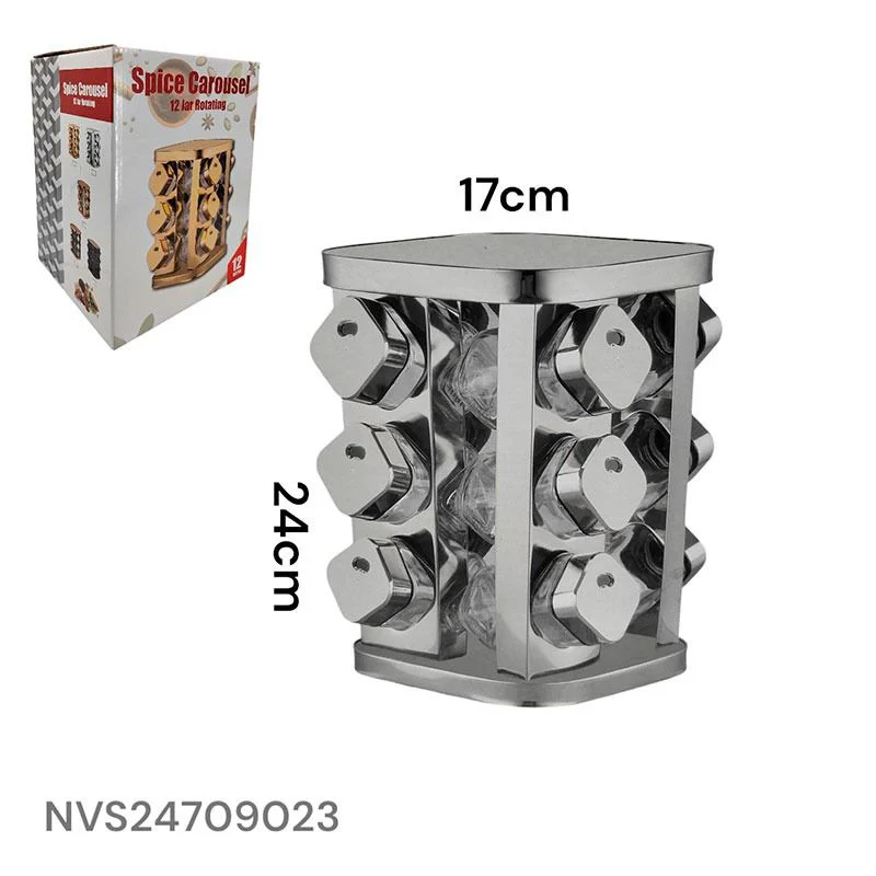 Set 12 Condimenteros de Vidrio con Base Giratorio NVS24709023 - Image 2