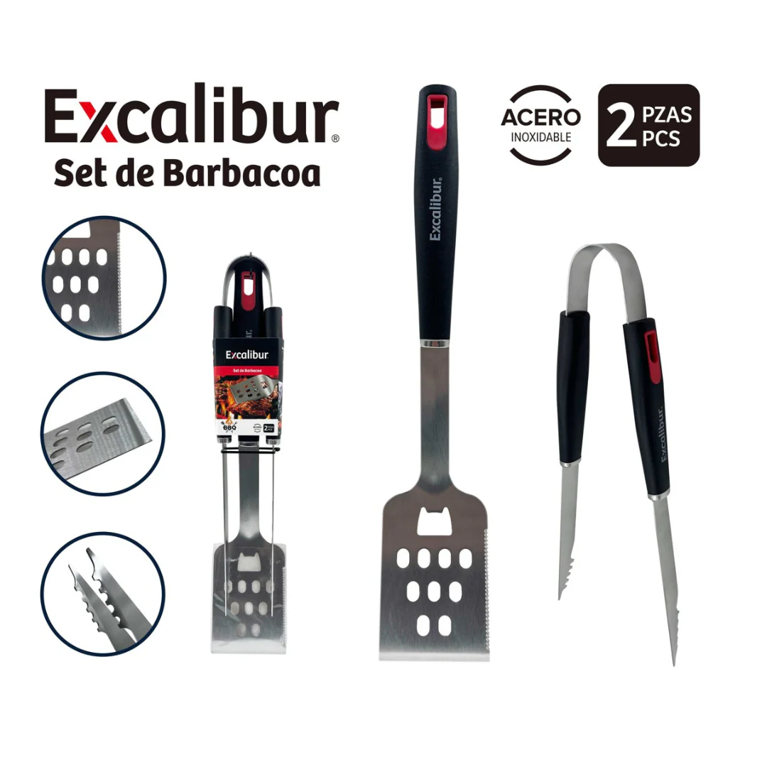 Set 2 Piezas para Barbacoa Acero Inoxidable Excalibur EX-BQ02S