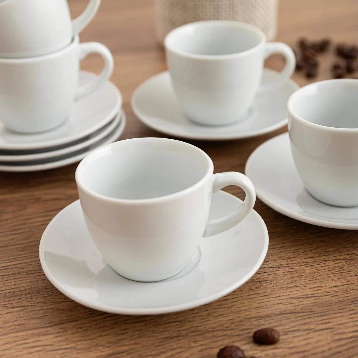Set 6 Tazas con Platos de Porcelana Blanca para Shot de Café Expresso 90ml 88727 Espresso. - Image 3