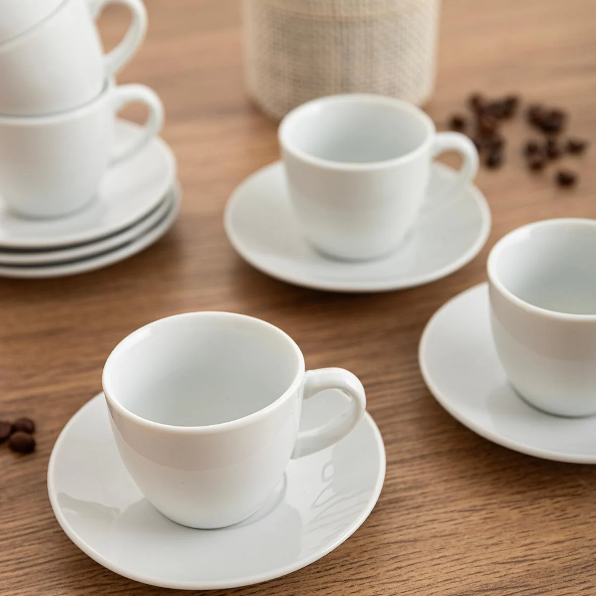 Set 6 Tazas con Platos de Porcelana Blanca para Shot de Café Expresso 90ml 88727 Espresso. - Image 4