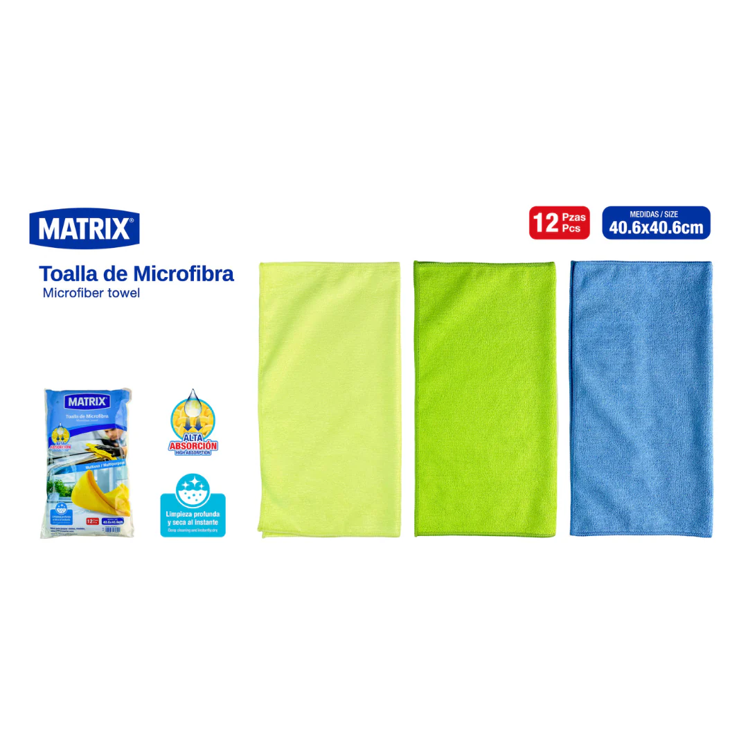Set de 12 Toallas Microfibras 40.6x40.6cm Matrix A164-MT12