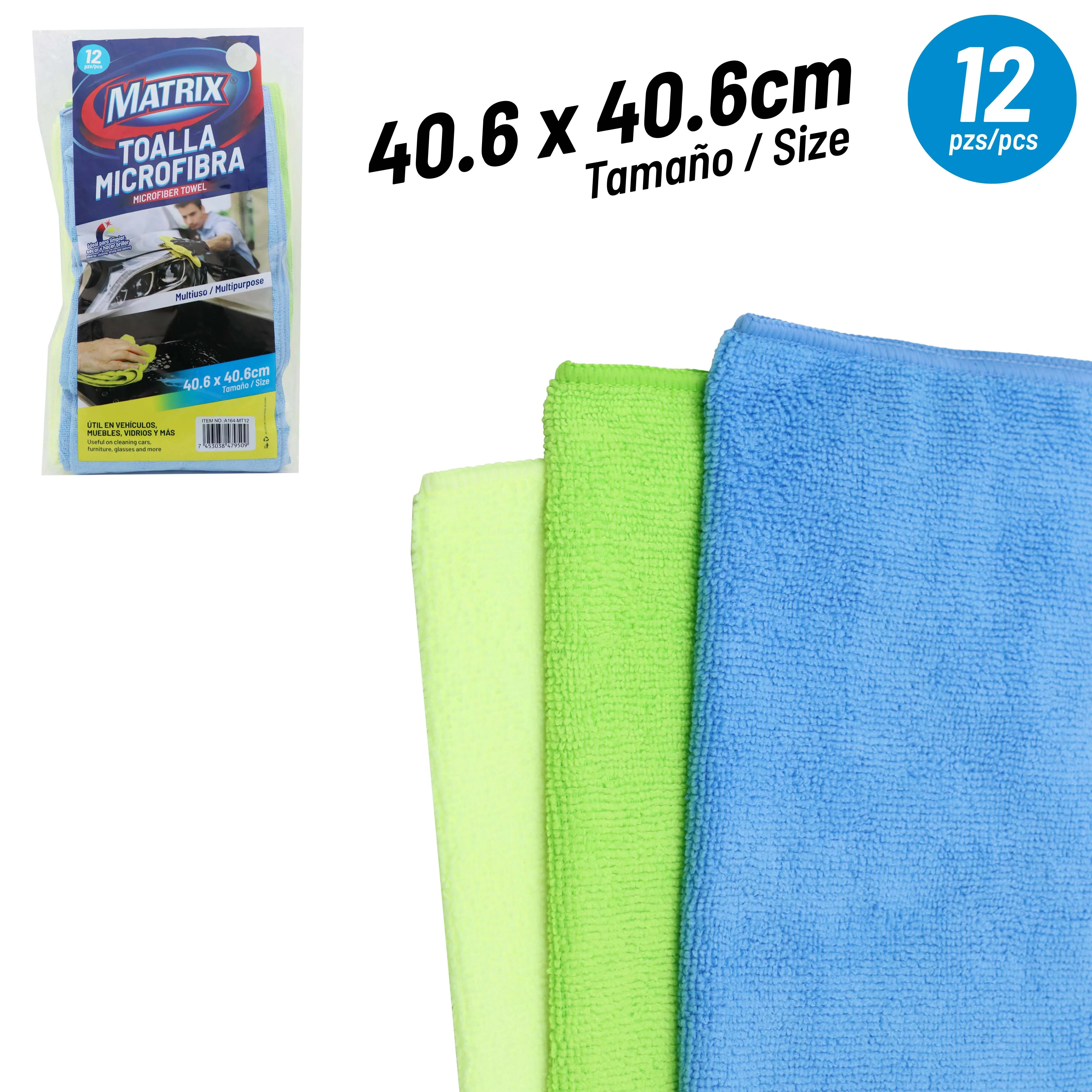 Set de 12 Toallas Microfibras 40.6x40.6cm Matrix A164-MT12 - Image 2