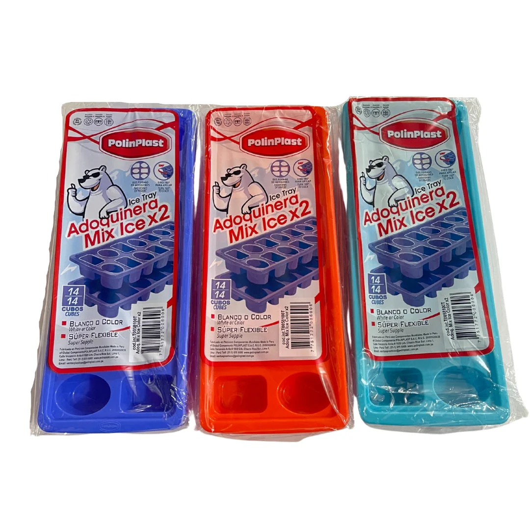 Set de 2 Piezas de Molde de Hielo 14 Cubos PolinPlast T0058100T