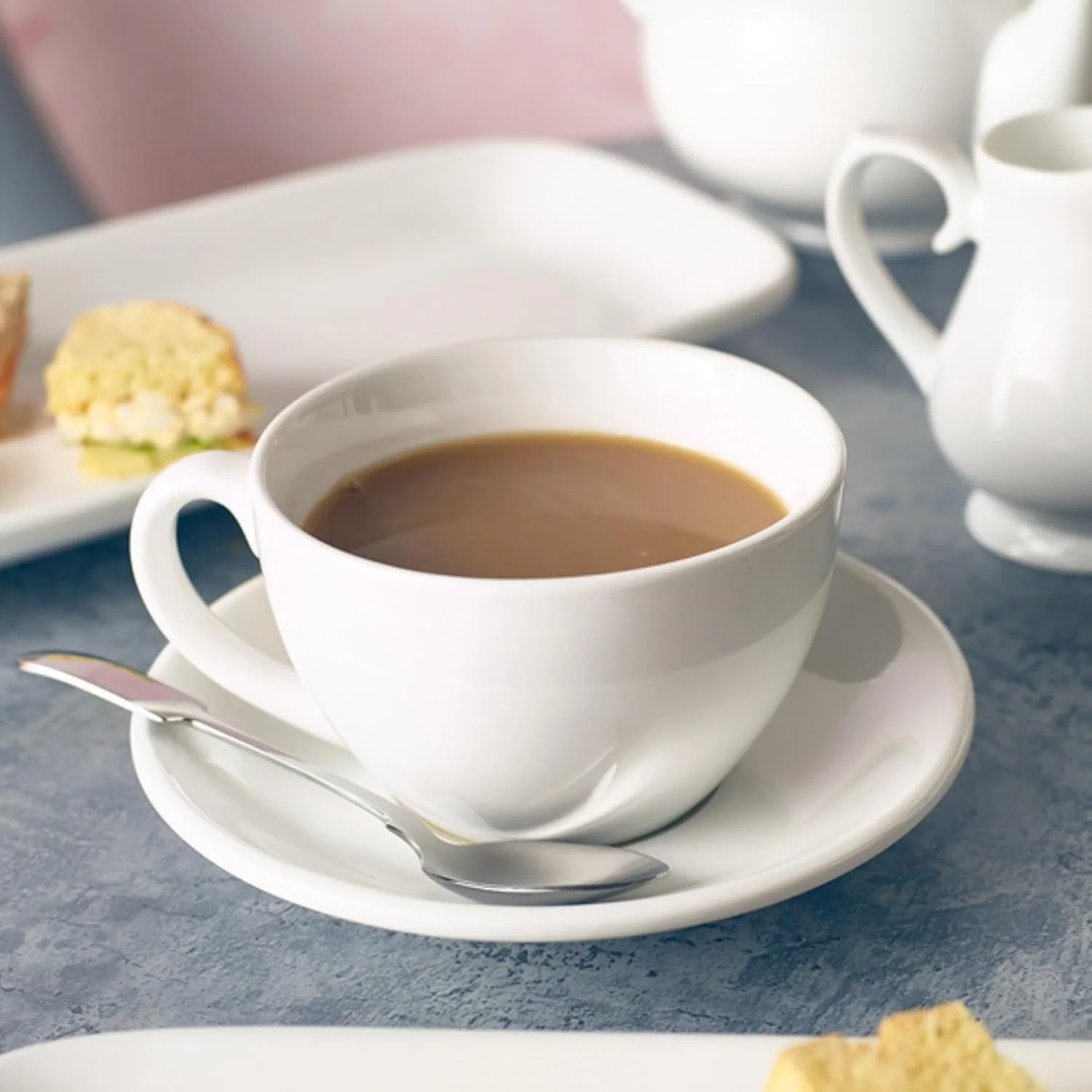Set de 6 Tazas con Platos de Cerámica Blanca 90ml Lotus LHC-9688 - Image 3