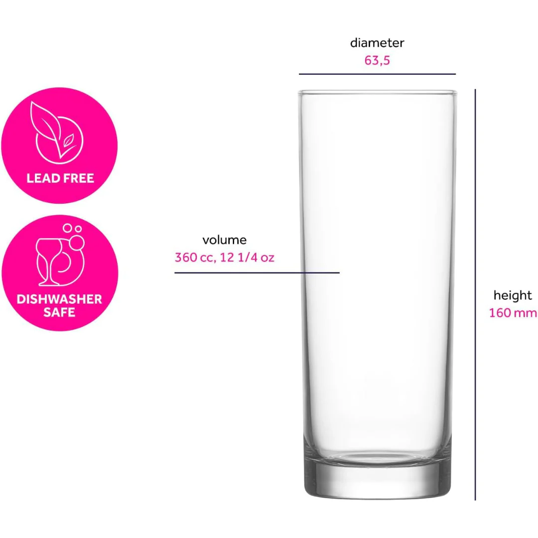 Set de 6 Vasos de Vidrio 360ml Liberty LAV LV-LBR340F - Image 7