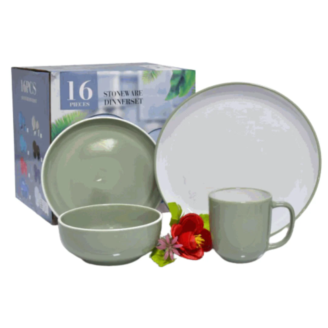 Set de Vajillas de 16 Piezas de Porcelana Verde ST-41053