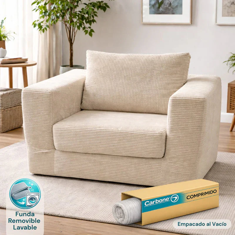 Sofá Empacado Al Vacio Memory Foam De Alta Densidad 124X84x70cm Color Off-White 06 KX-04