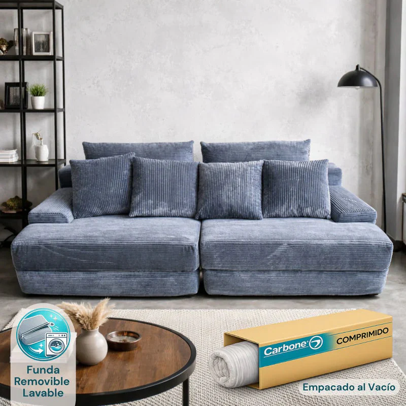 Sofá Empacado Al Vacio Memory Foam De Alta Densidad 200X100x72cm Color Blue Gray 23 KX-10
