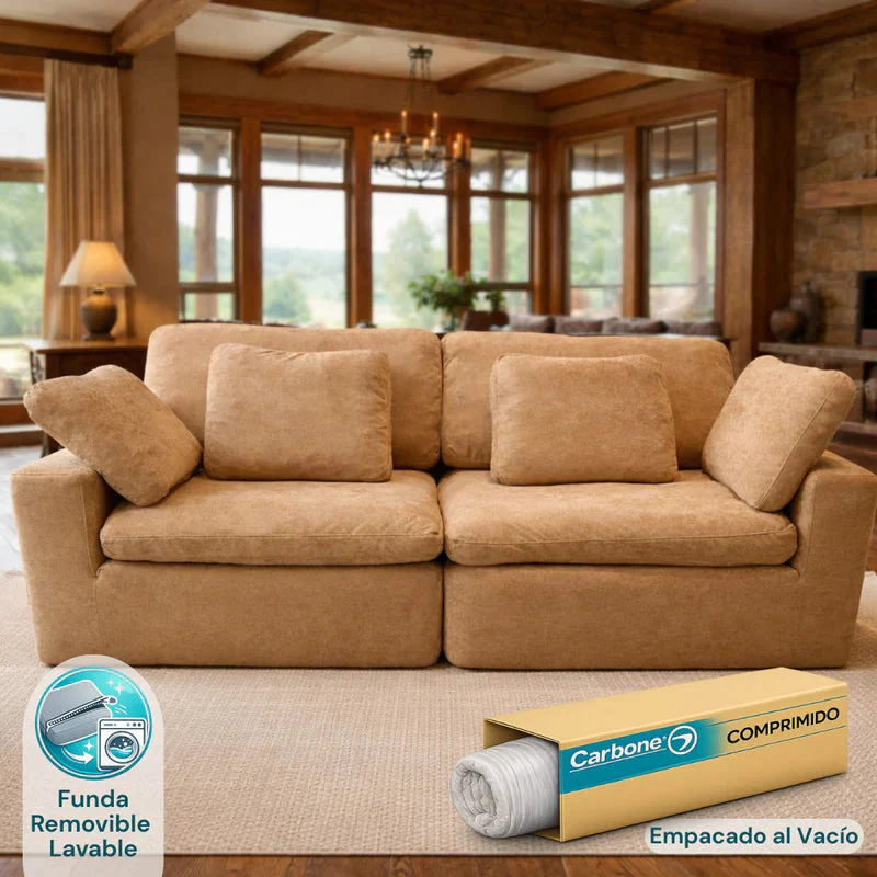 Sofá Empacado Al Vacio Memory Foam De Alta Densidad 201X100x70cm Color Khaki Brown 13 KX-11