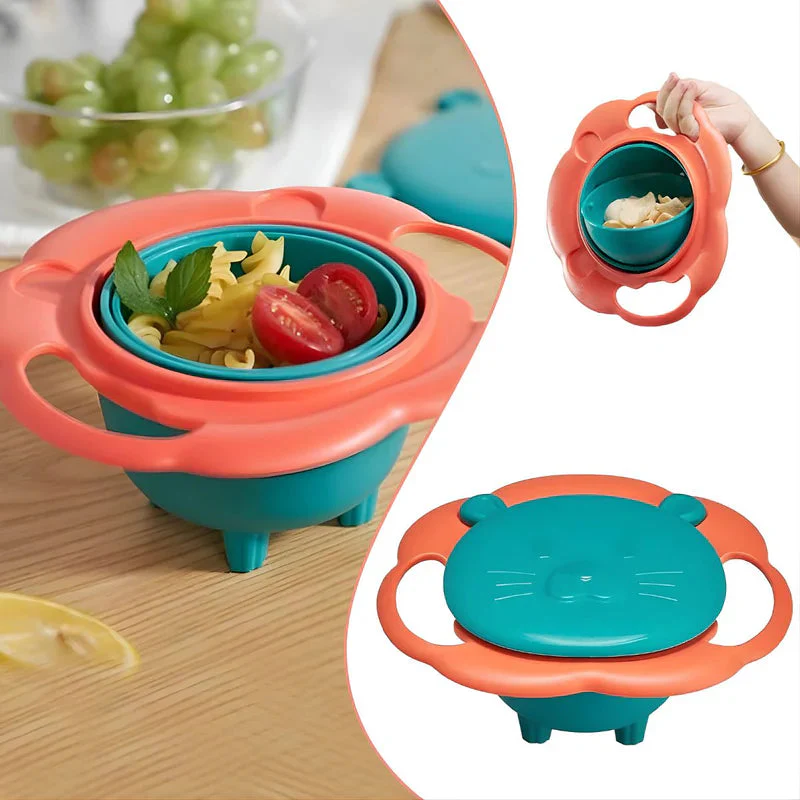 Tazón Infantil Antiderrames. Plato Giratorio 360° Con Tapa. Bowl Antivuelco Para Bebes Y Niños. LT029
