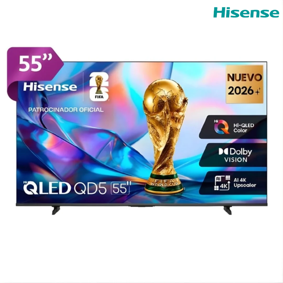 Televisor 55" LED Smart TV QLED 4K Ultra HD VIDAA U6 Modelo 2026 Hisense 55QD5SV Televisión.