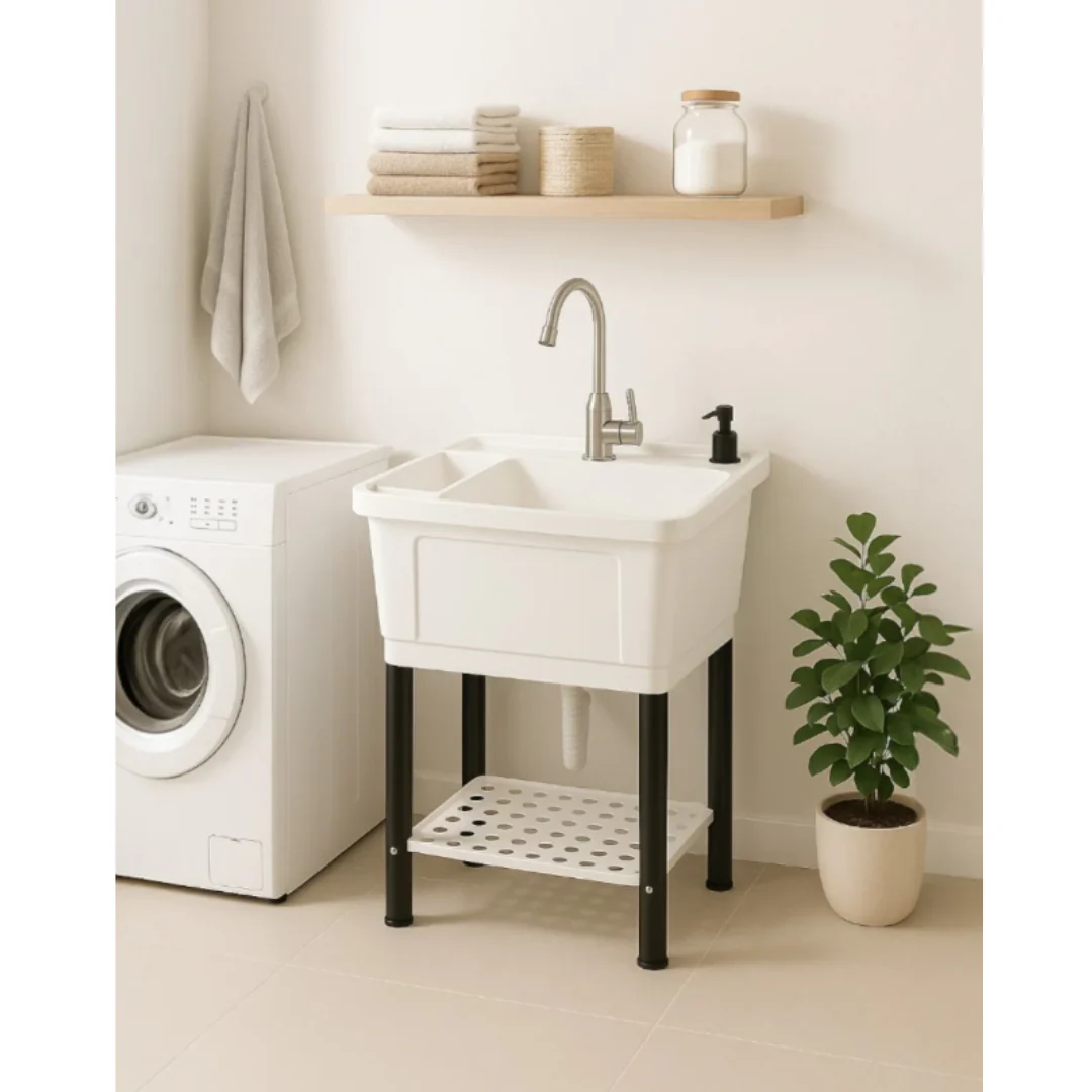 Tina PVC de Lavandería Plástico Blanco 49.5x53x38cm 146-1001W - Image 2