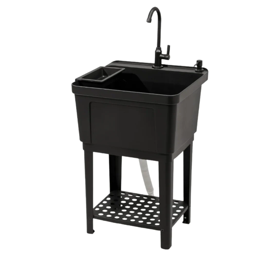 Tina PVC de Lavandería Plástico Negro 49.5x53x38cm 146-1002B