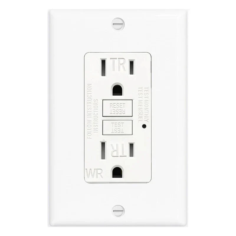 Tomacorriente GFCI 15A. Enchufe De Seguridad Con Botón Reset Y Test. Resistente Al Agua Y Con Protección Para Niños. TU229
