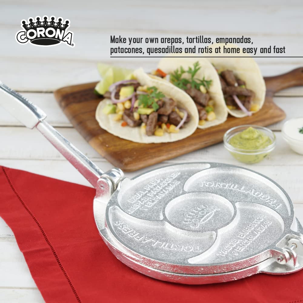Tortillera Estañada de Hierro Fundido de 8" Corona L15115 Prensa para tortilla. Tacos. - Image 4