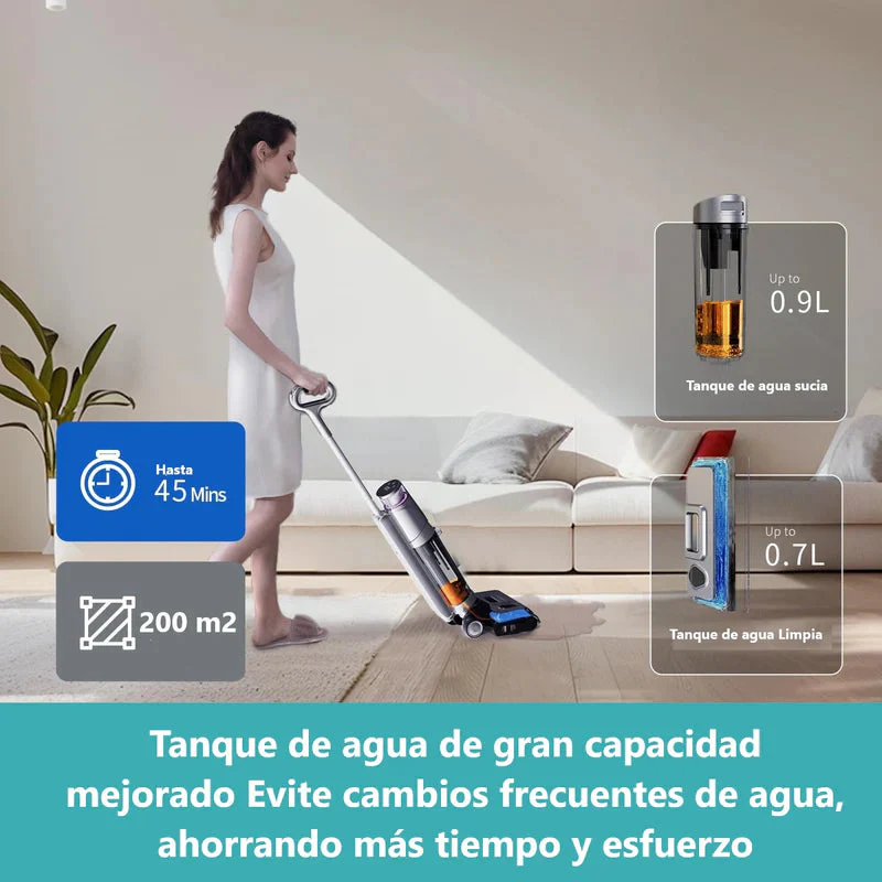 Trapeador Fregona Mopa Aspiradora Electrica Inteligente Inalámbrica Recargable, Mopea Y Aspira, Agua, Seco Y Húmedo 200W Batería 4000 Mah Función De Autolimpieza, Secado Y Electrolisis VCMSNK10 - Image 3