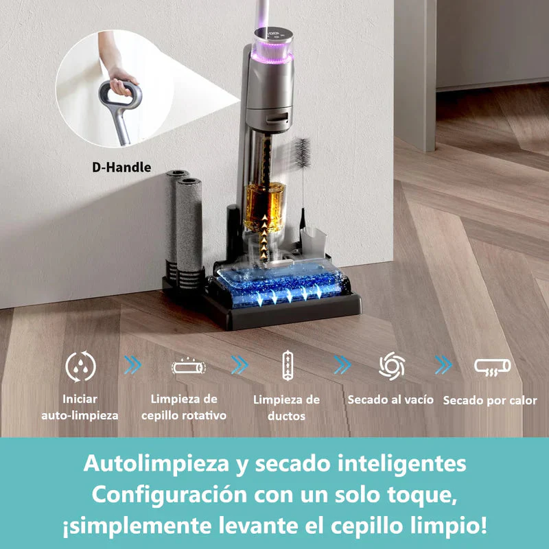 Trapeador Fregona Mopa Aspiradora Electrica Inteligente Inalámbrica Recargable, Mopea Y Aspira, Agua, Seco Y Húmedo 200W Batería 4000 Mah Función De Autolimpieza, Secado Y Electrolisis VCMSNK10 - Image 4