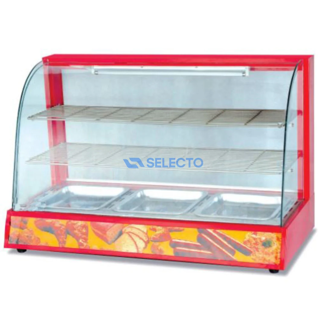 Vitrina Calentador Rojo de 3 Bandejas 950*480*630mm HW-3P