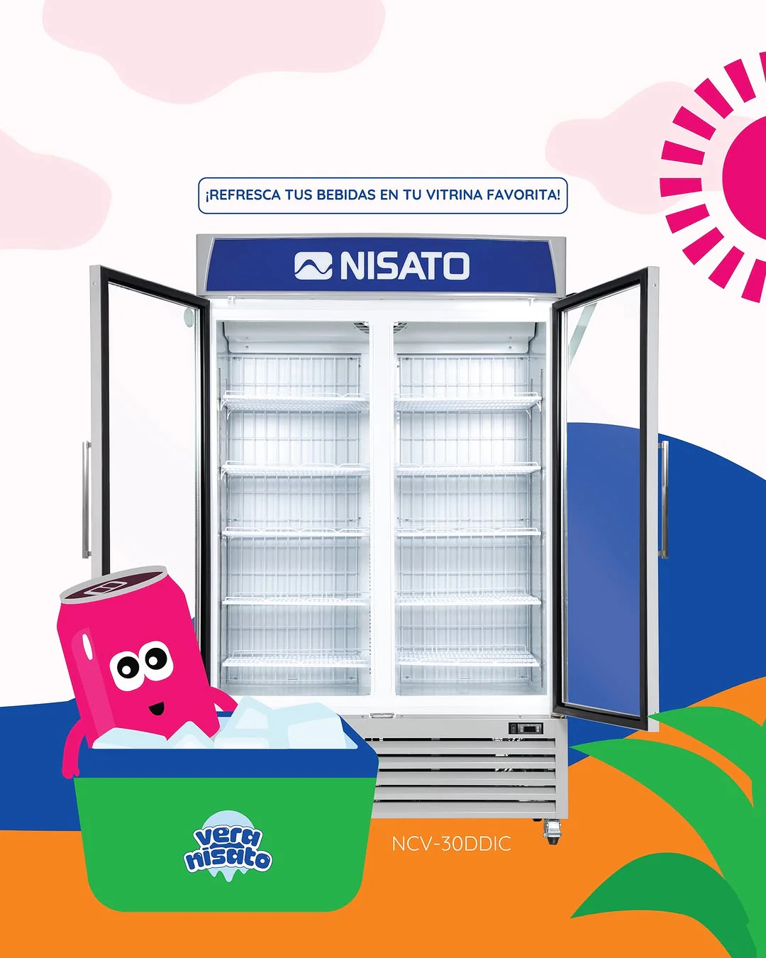 Vitrina Congelador Doble Puerta 30P3/800L Nisato NCV-30DDIC Congelador Vertical. Freezer. - Image 2