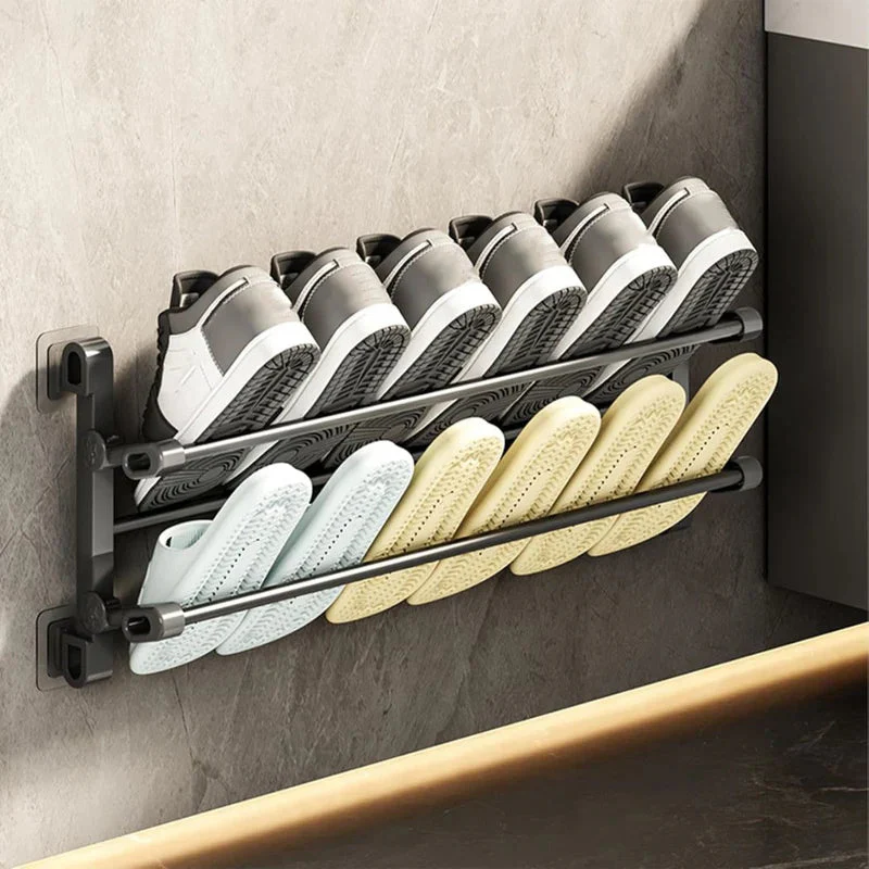 Zapatera De Pared Plegable 65X29cm. Organizador De Zapatos De 2 Niveles. Estante De Almacenaje Para Hogar. TU323
