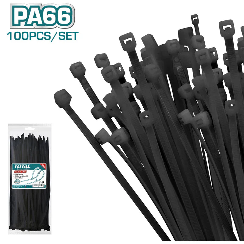 Zunchos Plásticos 100 Piezas. Negro. Nylon 400x7.6mm Total THTCTB40076