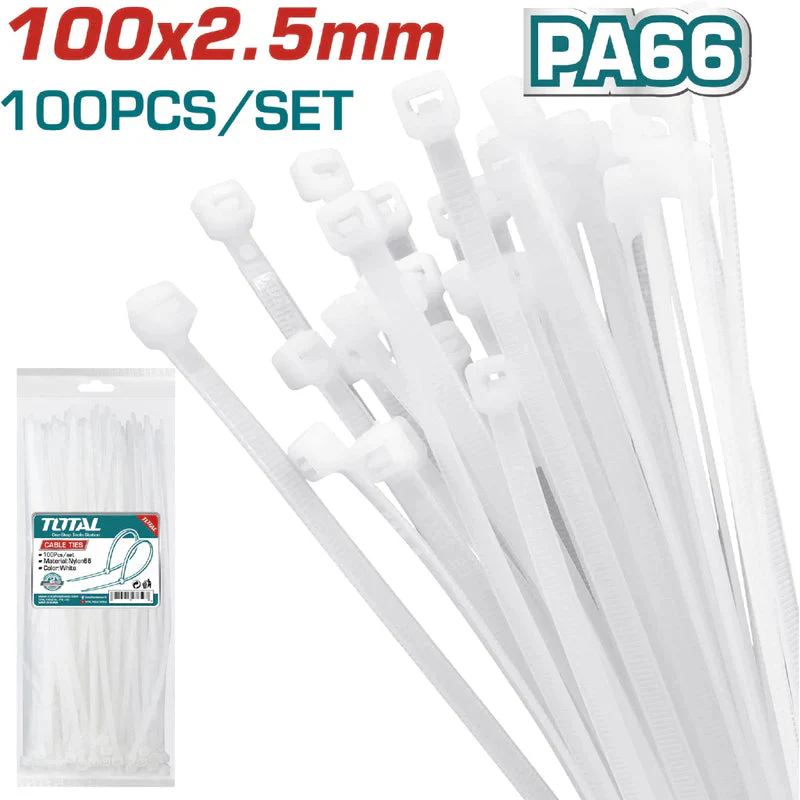 Zunchos 2.5mm TOTAL TOOLS (100 Piezas) Color Blanco Total THTCT1001